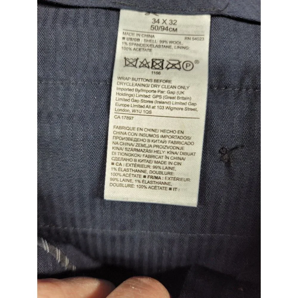 Banana Republic wool‎ blend Men's Dress Pants Size 36x26 Marzotto Slim Fit Blue